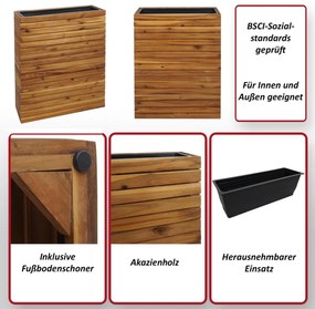 Kvetináč HWC-L21, 77x63x23cm, akáciové drevo - hnedá