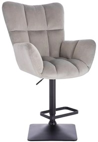 LuxuryForm DESIGN Barové kreslo AURORA VELUR na čiernej hranatej podstave - svetlo šedé