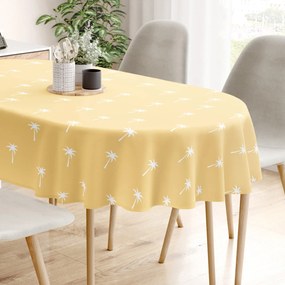 Goldea oválny obrus 100% bavlnené plátno - palmy na žltej 140 x 220 cm