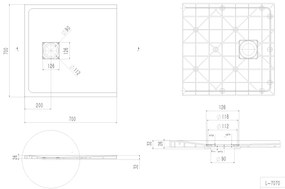 Erga Hyper, SMC sprchová vanička 70x70x2,6 cm + sifón, šedá matná, ERG-V06-SMC-7070S-GR
