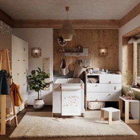 Svetlosivý/v prírodnej farbe nástenný detský vešiak Cube - Pinio