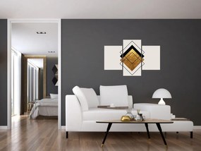 Obraz - Abstrakcia zlatá a biela N⁰1 (90x60 cm)