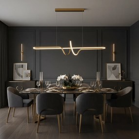 Toolight Toolight, LED závesné osvetlenie 118cm, 36W, 3000K, 3500lm, LHJ038-CP, zlatá matná, OSW-50049