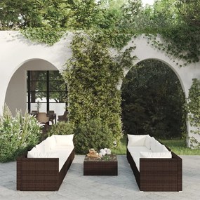 9-dielna záhradná sedacia súprava s vankúšmi polyratan hnedá