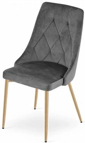 Set 4 stoličiek IMOLA - sivý zamat / nohy vo farbe dreva