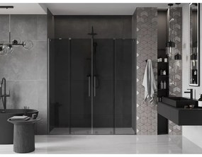 Mexen Velar Duo, posuvné sprchové dvere do otvoru 170 cm, 8mm šedé sklo, grafit brúsený, 871-170-000-42-66