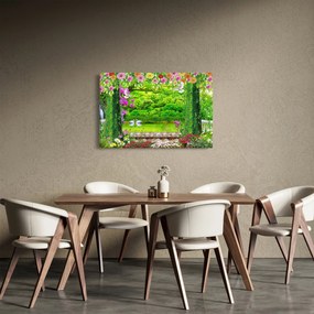Obraz - Čarovná záhrada s labuťami (90x60 cm)