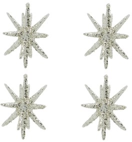 House Doctor Vianočná ozdoba Spike Small Silver Glitter – set 4 ks