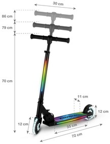 Kidwell Skladacia detská kolobežka MIDO s LED osvetlením, 120 mm kolesá, ABEC-7