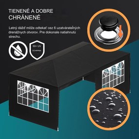 InternetovaZahrada Párty stan Rimini 3x6 m - bočné steny + oblúkové okná - antracit
