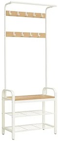 Vešiak na kabáty s lavicou a botníkom, biela farba, 183x72x33,7cm