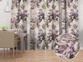 Biante Dekoračný záves Parma PM-112 Fialové kvety na smotanovom 145x200 cm