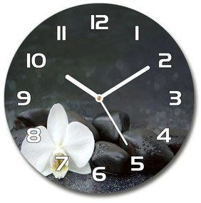 Sklenené nástenné hodiny okrúhle Orchidea pl_zso_30_f_113617594