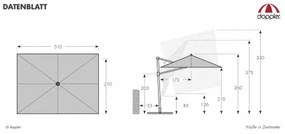 Doppler ACTIVE 320 x 210 cm - moderný slnečník s bočnou nohou : Barvy slunečníků - 827