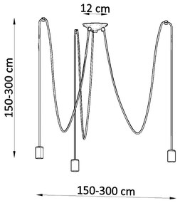 Závesné svietidlo Edison 3, čierne telo svietidla