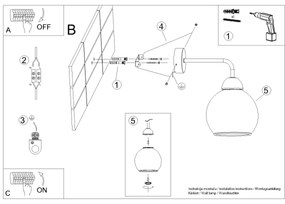 Sollux SL.1139 - Nástenná lampa ALINO 1xE27/60W/230V čierna