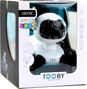 LEAN Toys Robotický pes TOOBY s diaľkovým ovládaním RC, 360°, svetlá, zvuky, čierno-biely