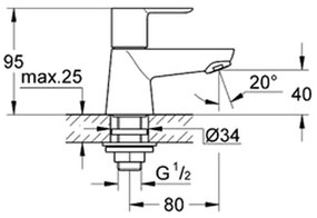 GROHE BauLoop - Stojánkový ventil, veľkosť XS, chróm 20422000