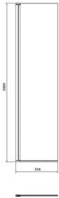 Cersanit Mille, otočná sprchová zástena typu Walk-In 50x200 cm, 8mm číre sklo, čierny profil, S161-012