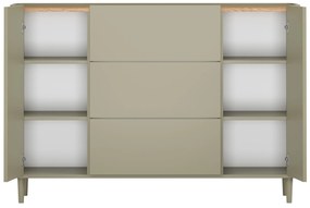 Komoda Elivo 150 cm so zásuvkami na nožičkách - eukalyptus / dub baltic dune