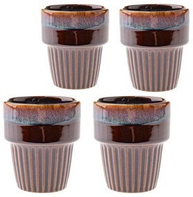 Hnedé kameninové šálky v súprave 4 ks na espresso 100 ml Tone – Dakls