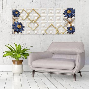 Obraz - Diamantové kvety (120x50 cm)