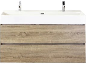Kúpeľňový nábytkový set Maxx XL 120 cm s keramickým umývadlom 2 otvormi na kohúty dub sivý