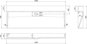 Mexen Ava umývadlo na pult z kompozitu B/O 120 x 46 cm, biela - 23011200