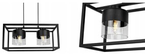 Závesné svietidlo ROMA CAGE, 2x čierne/transparentné sklenené tienidlo v kovovom ráme
