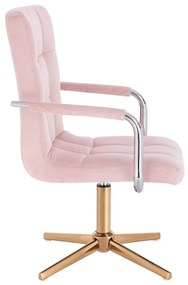 LuxuryForm DESIGN Stolička VERONA VELUR na zlatom kríži - ružová