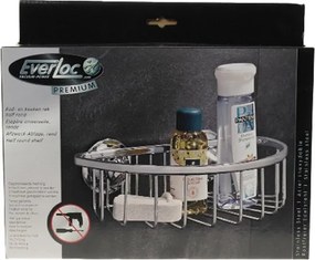 Polička do kúpeľne bez vŕtania FRONE 27x16 cm, strieborná