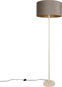 Japandi stojaca lampa béžová s taupe tienidlom a zlatým interiérom 50cm - Simplo
