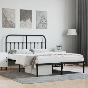 Kovový rám postele s čelom čierny 150x200 cm 352580