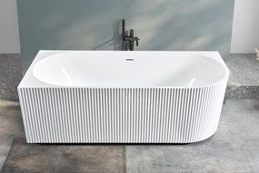 Erga Marina, rohová voľne stojaca vaňa 150x75 cm + odtoková zátka, ľavá, biela lesklá, ERG-MARINA-150075L-WH-WH