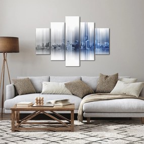 Obraz - Panoráma mesta, modro-šedé (150x105 cm)