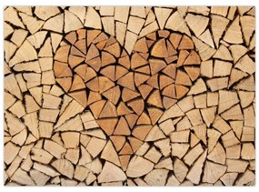 Sklenený obraz - Srdce z dreva (70x50 cm)