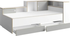 Jednolôžková posteľ s roštom a úložným priestorom Pinio 90x200 cm - biela / sivá