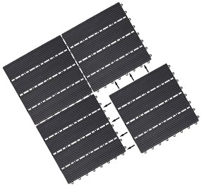 InternetovaZahrada WPC dlaždice - sada 11 ks, 30x30 cm klasická antracit