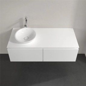 VILLEROY &amp; BOCH Legato závesná skrinka pod umývadlo na dosku (umývadlo vľavo), 2 zásuvky, 1200 x 500 x 380 mm, Glossy White, B57900DH