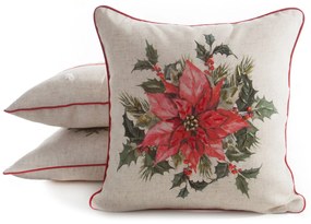 VIANOČNÁ DEKORAČNÁ OBLIEČKA NA VANKÚŠ POINSETTIA 45X45 CM VZOROVANÁ