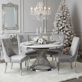JEDÁLENSKÝ STÔL AUDREY BIELY MRAMOR + STRIEBORNÝ 130 x 75 cm