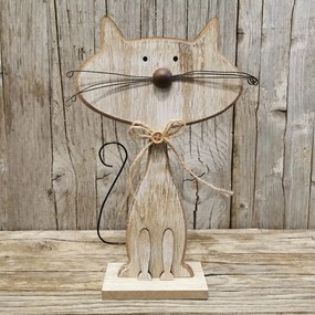 Drevená mačka hnedá 25x17x5cm