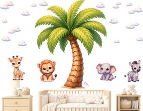 Štýl Disney safari palma nálepky na stenu pre deti hárok 60 x 75 cm