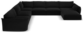 Čierna zamatová rohová pohovka (ľavý roh/do "U") Vanda – Mazzini Sofas