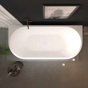 Erga Norah, voľne stojaca vaňa ku stene 150x75 cm + odtoková zátka, biela lesklá, ERG-NORAH-150075-WH-WH