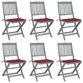 Skladacie záhradné stoličky s podložkami 6 ks akáciový masív 3065443
