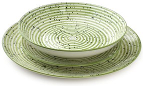 Porcelánová jedálenská súprava Stripes Green sada 18ks