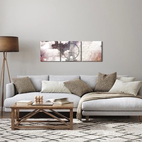 Obraz - Eiffelova veža, Paríž, Francúzsko (s hodinami) (90x30 cm)