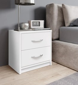 Nočný stolík s 2 zásuvkami Pepe, biely
