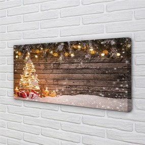 Obraz na plátne Vianočný strom dekorácie sneh 125x50 cm